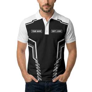 monochrome geometric lines custom name logo polo shirt for departments