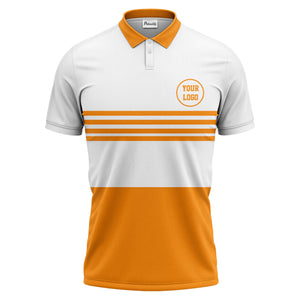 monochrome horizontal stripes & circular logo modern minimalist polo shirt for men