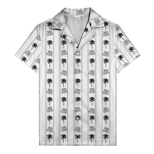 monochrome palm tree & signature logo stripe hawaiian shirt for men