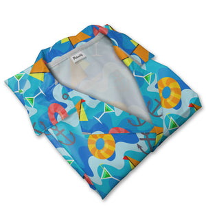 Nautical Anchor & Lifebuoy Hawaiian Shirt – Sailboat and Cocktail Vibes