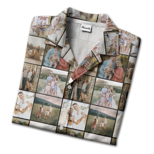 nostalgic family photo collage hawaiian shirt for men