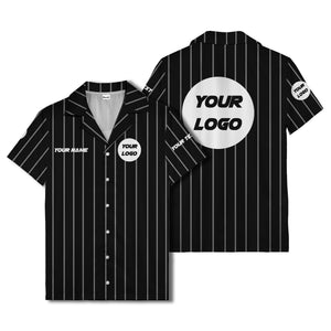 pinstripe baseball jersey hawaiian shirt with custom name & number