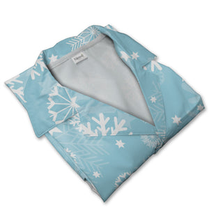 Powder Blue Intricate Snowflake Hawaiian Shirt with Scattered Stars