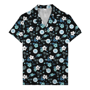 Purple Palm Blooms & Teal Leaf Hawaiian Shirt For Men
