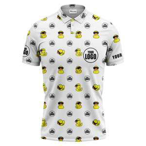 rubber duck repeat cartoon pattern custom logo black polo shirt for men