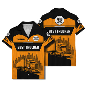 semi-truck cityscape hawaiian shirt for road-warrior professionals