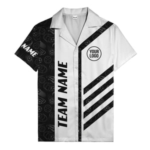 soccer ball goalpost repeat black white sports hawaiian shirt