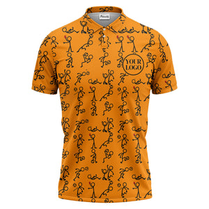 stick figure soccer players & balls cartoon polo shirt for men