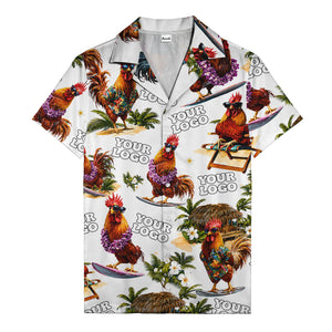 surfing roosters riding waves aloha hawaiian shirt with surfboards