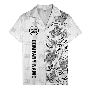 tribal black sea turtles riding waves hawaiian shirt