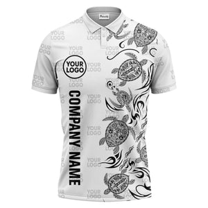 tribal sea turtle swirl black white artwork polo shirt for beach days