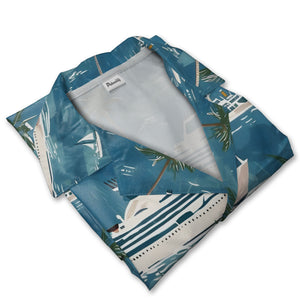 Tropical Cruise Ship & Yacht Hawaiian Shirt – Palm Trees and Ocean Waves