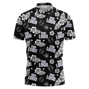 tropical hibiscus polo shirt with custom logo | custom color floral