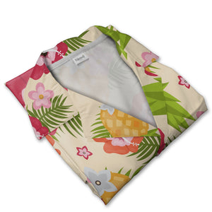 Tropical Pineapple Hawaiian Shirt with Hibiscus and Palm Fronds