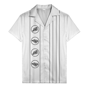 Vintage Black & White Bowling Circles Geometric Hawaiian Shirt For Men