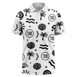 watercolor palm trees seashells waves polo shirt for beach vacation