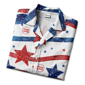 watercolor stars & stripes american flag hawaiian shirt for men