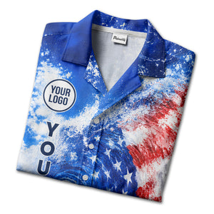 watercolor stars & stripes wave patriotic hawaiian shirt