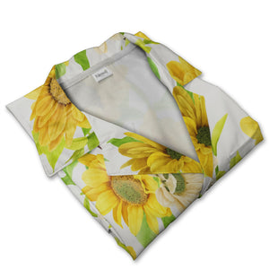 Watercolor Sunflower Hawaiian Shirt with Buds and Leaves Elegant