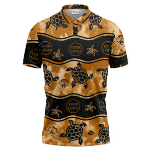 wavy band sea turtles starfish monochrome polo shirt for men