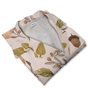 Whimsical Autumn Mushroom and Pumpkin Hawaiian Shirt Watercolor