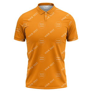 your name & logo repeat pattern black polo shirt for men