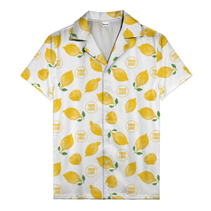 zesty lemon watercolor lemon slices & leaf hawaiian shirt