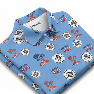 america 250 tropical islands palm flags illustrated patriotic polo shirt for men