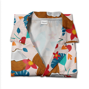 Aqua Blue Margarita Flip-Flop Hawaiian Shirt with Watermelon and Popsicles