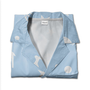 Baby Blue Christmas Reindeer Hawaiian Shirt with Snowflake Stars