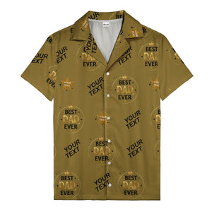 best dad ever gold crown circle repeat pattern hawaiian shirt for men