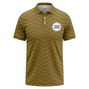 black chevron dot geometric pattern custom logo polo shirt for men