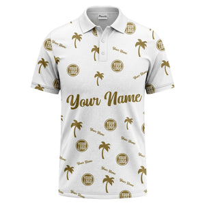 black palm tree silhouettes personalized polo shirt with custom logos