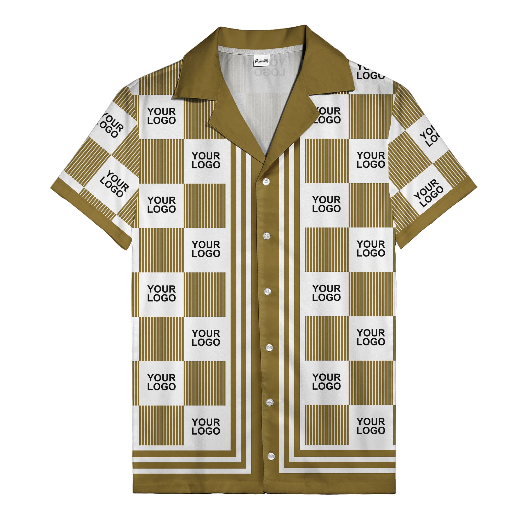 black white checkerboard barcode logo customizable hawaiian shirt