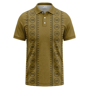 black white fish symbol repeat pattern golf polo shirt