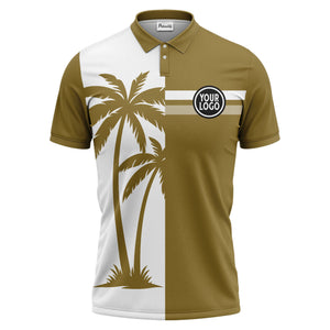 black white palm trees & stripes modern hawaiian polo shirt