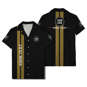bold vertical stripe custom logo hawaiian shirt for men