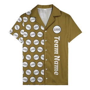 circle logo columns & team name text graphic black white hawaiian shirt