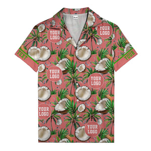 coconut palms & ice cubes on black beach photo hawaiian shirt for men