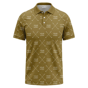 crossed golf clubs & logo repeat graphic polo shirt for men