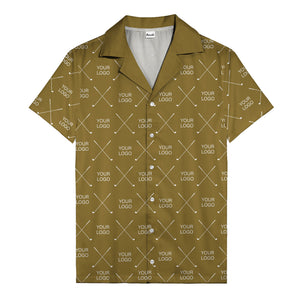 crossed golf clubs logo repeat pattern hawaiian shirt for men