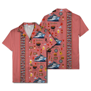 cruise ship grill & refreshments fun cartoon hawaiian shirt for men