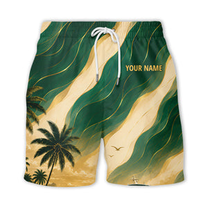 cruise ship sailing into golden sunset palm trees hawaiian shirt
