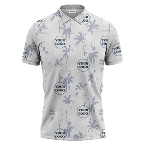 custom color tropical palm tree polo shirt | all-over illustrated print