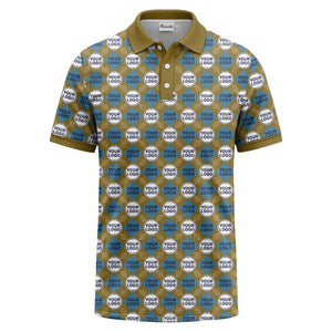 custom diamond grid circular logos polo shirt for men