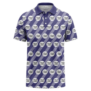 custom logo diagonal stripes repeat golf polo shirt for men