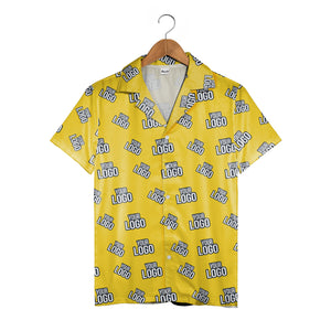 Custom Logo Hawaiian Shirt - Personalized Branded Repeating Text Pattern Design