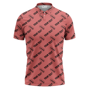 custom logo & monogram text repeat pattern black polo shirt for men