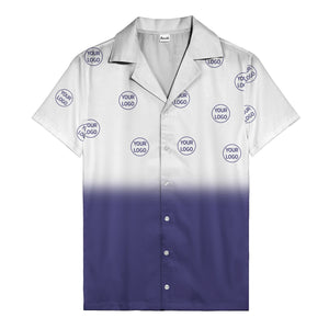 custom logo ombre gradient black white hawaiian shirt