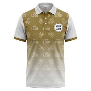 custom logo repeat gradient polo shirt for men in black & white